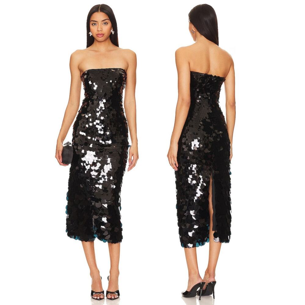 NBD Vita Midi Dress Sequin Embellished Strapless Evening Formal Party Prom XXS